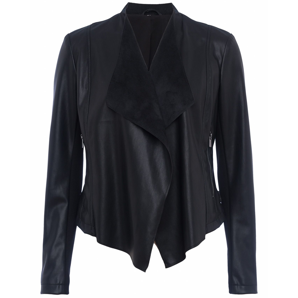 French Connection Stephanie Vegan Leather Waterfall Jacket